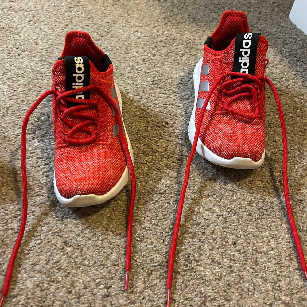 Adidas Kids Red and White Sneakers